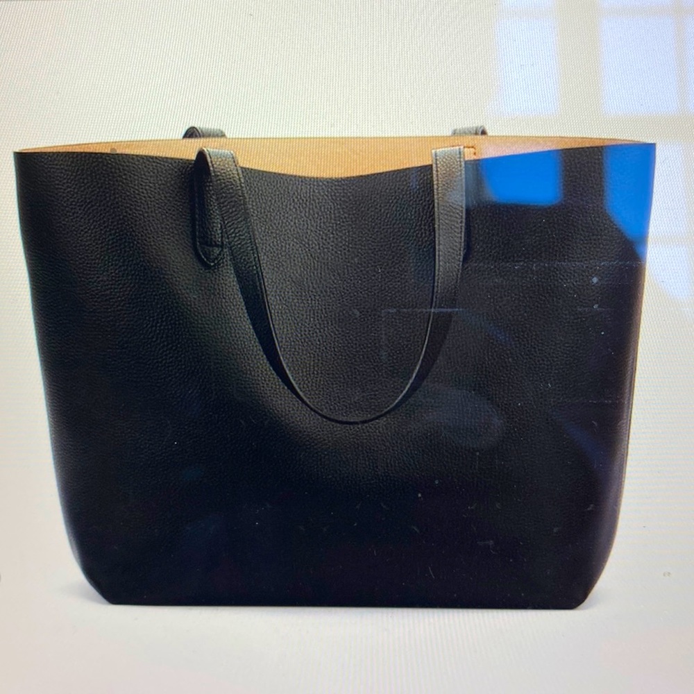 NWT Cuyana Classic Structured Leather Tote Black/Blush